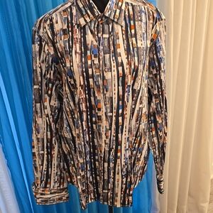 Robert Graham Abstract Multicolor Button Down Long Sleeve Shirt